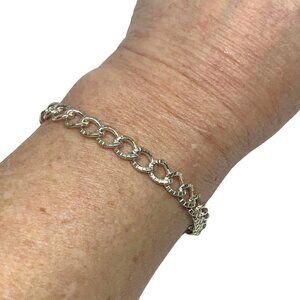 Silver Tone Chainlink Charm Bracelet 9"L Lobster Clasp
